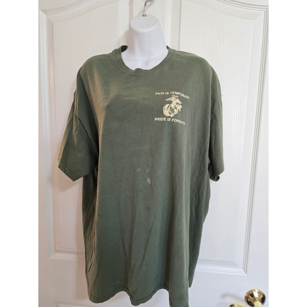 Vintage US Marine Corps Shirt Olive XL Pain is Temporary Pride is Forever /0498 - Picture 2 of 6